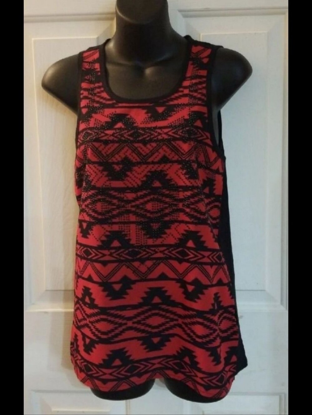 Express Red and Black Aztec Print Sleeveless Tank